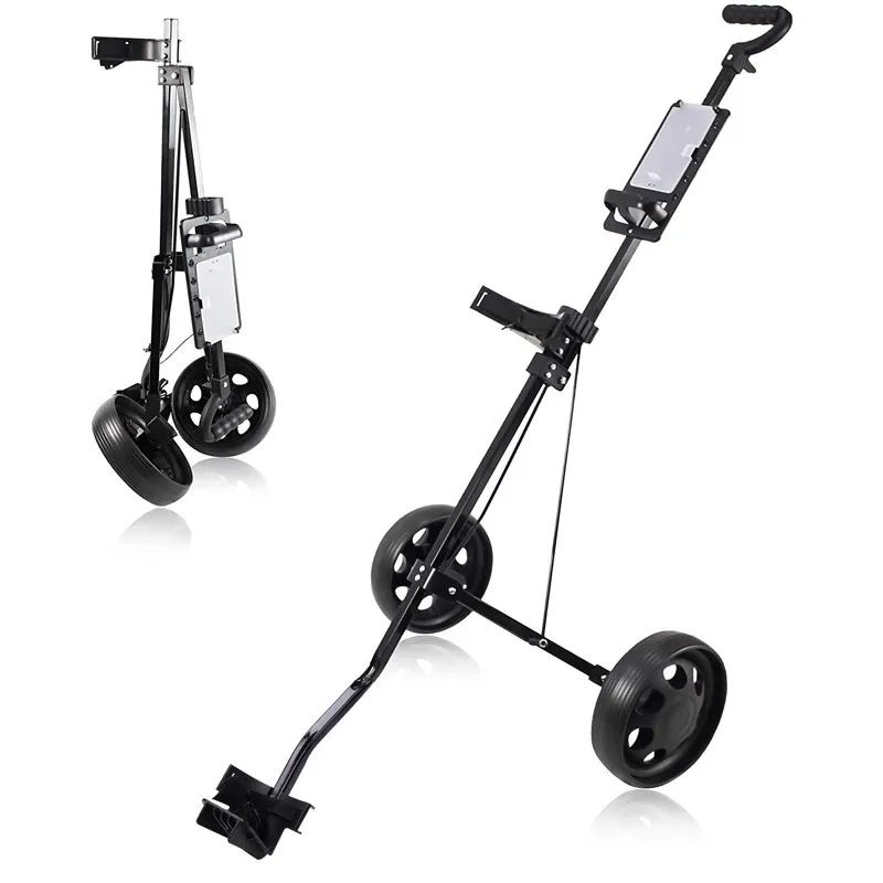 Ultra Lightweight Durable 2-Wheel Golf Pull Cart with Fast Folding Design Aluminium Frame Manual Trolley for Beginners Juniors