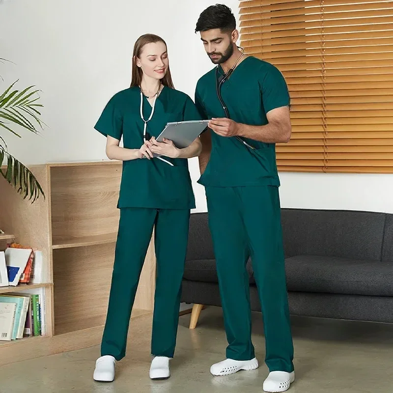 

Multicolor Scrubs Uniform Short Sleeve Tops+Pants Nursing Uniform Women Pet Shop Doctor Scrub Medical Surgery Workwear Scrub Set