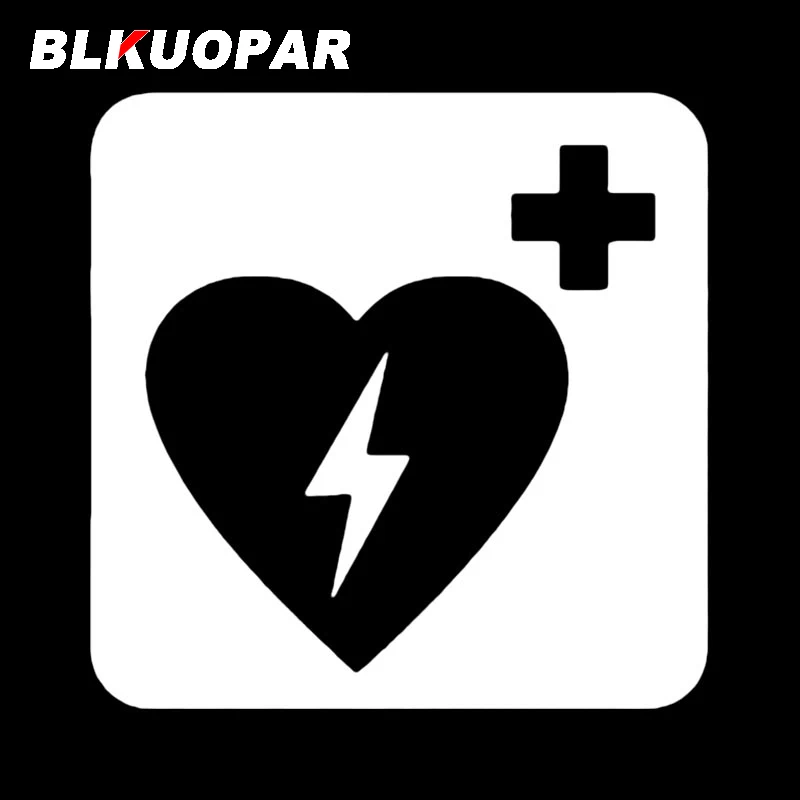 BLKUOPAR Emergency and First Aid Defibrillator Car Sticker Creative Decal Sunscreen Die Cut Windows Helmet Car Styling