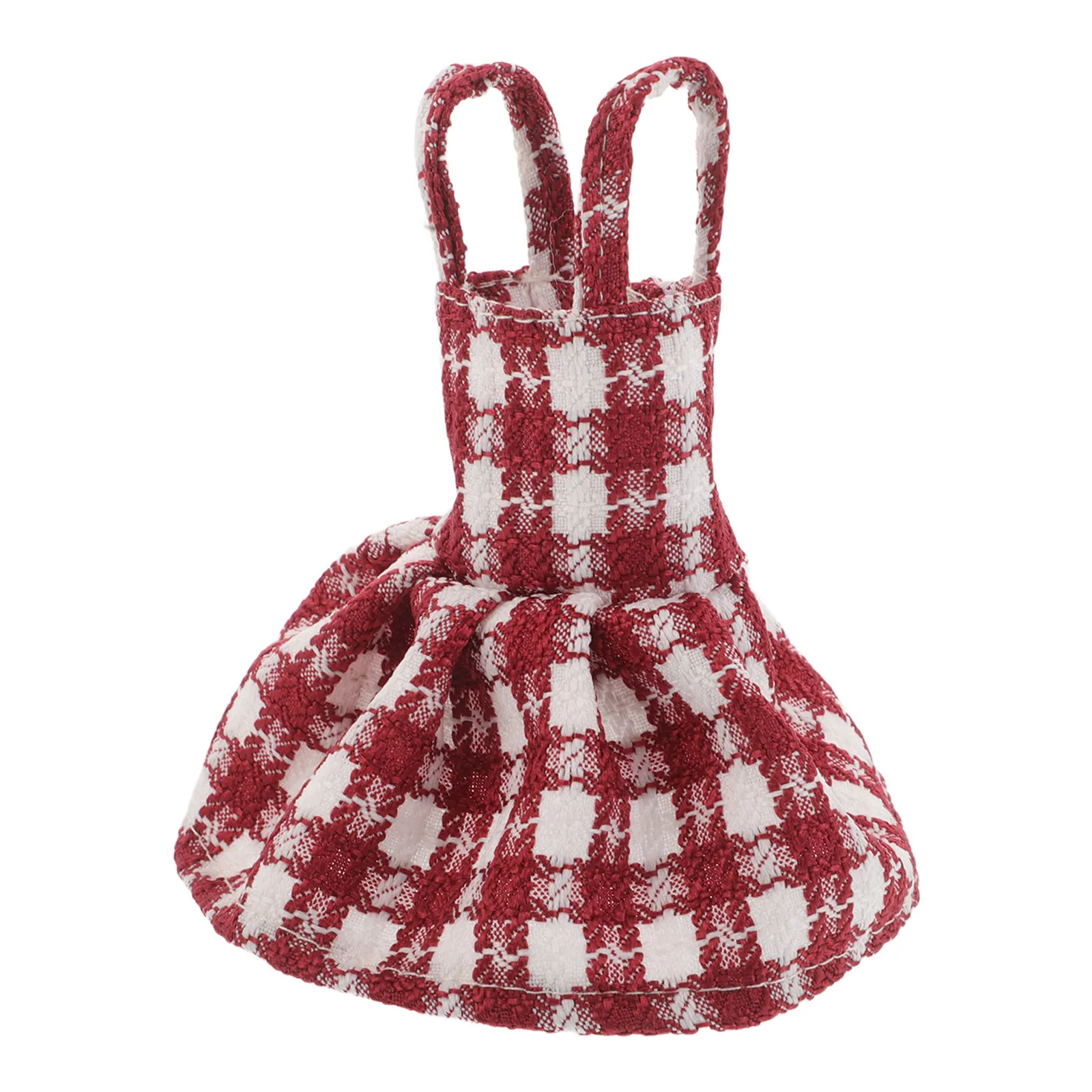 ドレスレッドホリデーエルフガーメントチェック柄エルフサスペンダーホリデーパーティー衣装冬の装飾用プレイコスチューム