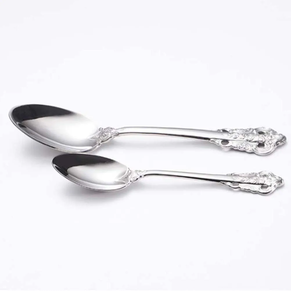 

Stainless Steel Embossed Dinner Spoon For Home Restaurant Hotel Use Western Style Tableware Tea Spoon Cutlery Kitchen Bar Tool