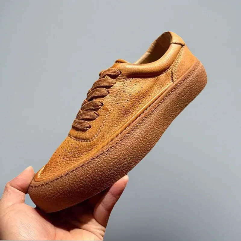 

Весенне-осенние оксфорды, мужская кожаная обувь, мужские повседневные кроссовки, уличная спортивная обувь из натуральной кожи с круглым носком, молодежная обувь на плоской подошве