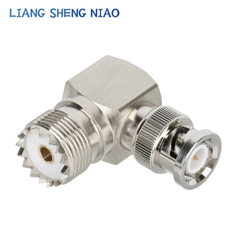 1pcs UHF SO239 PL259 TO BNC Connector BNC Male Jack To UHF bending Female Plug SL16 RF Coax Connector Straight Adapter 90 degree