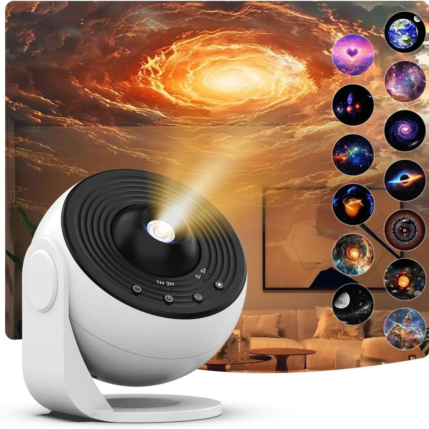 Proyector de Luz Nocturna Galaxia, Proyector de Cielo Estrellado 360 °   Lámpara giratoria de planetario para dormitorio infantil, regalo de San Valentín, decoración de boda