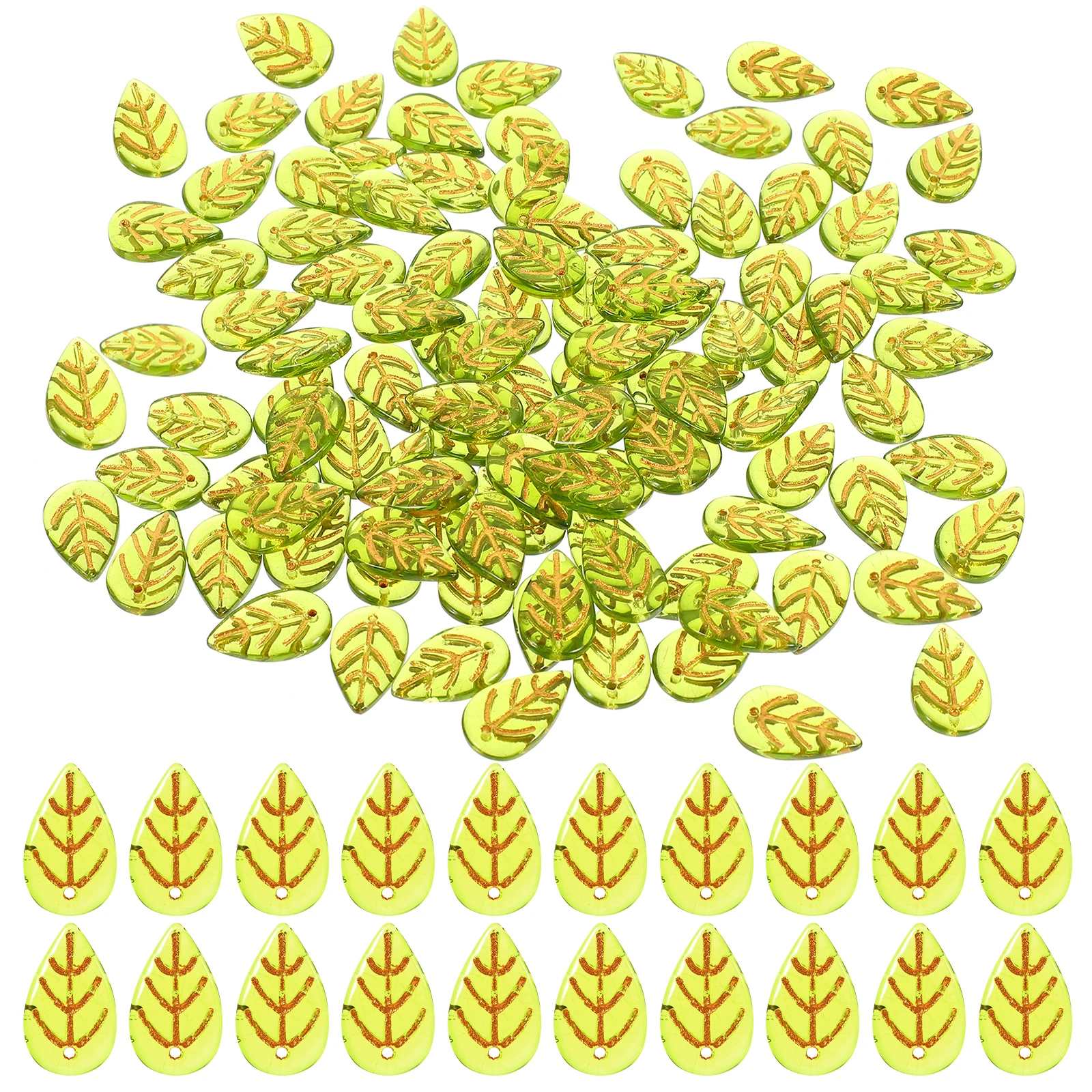 

100 Pcs Leaf Charm Pendant Necklace Bracelet Charms for DIY Jewelry Making Crafts Retro Glass Accessories Vintage