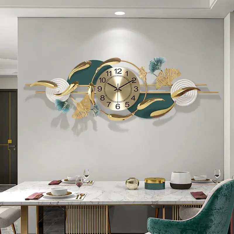 Fashion Luxury Wrought Iron Wall Mural Clock Lobby Hotel Villa Wall Hanging Crafts Home Livingroom Porch Wall Sticker Decoration