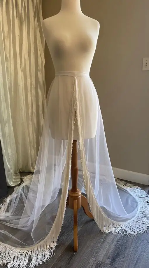 Wedding gown overskirt - fringe overskirt - bridal overskirt - boho skirt - boho fringe overskirt wedding dress