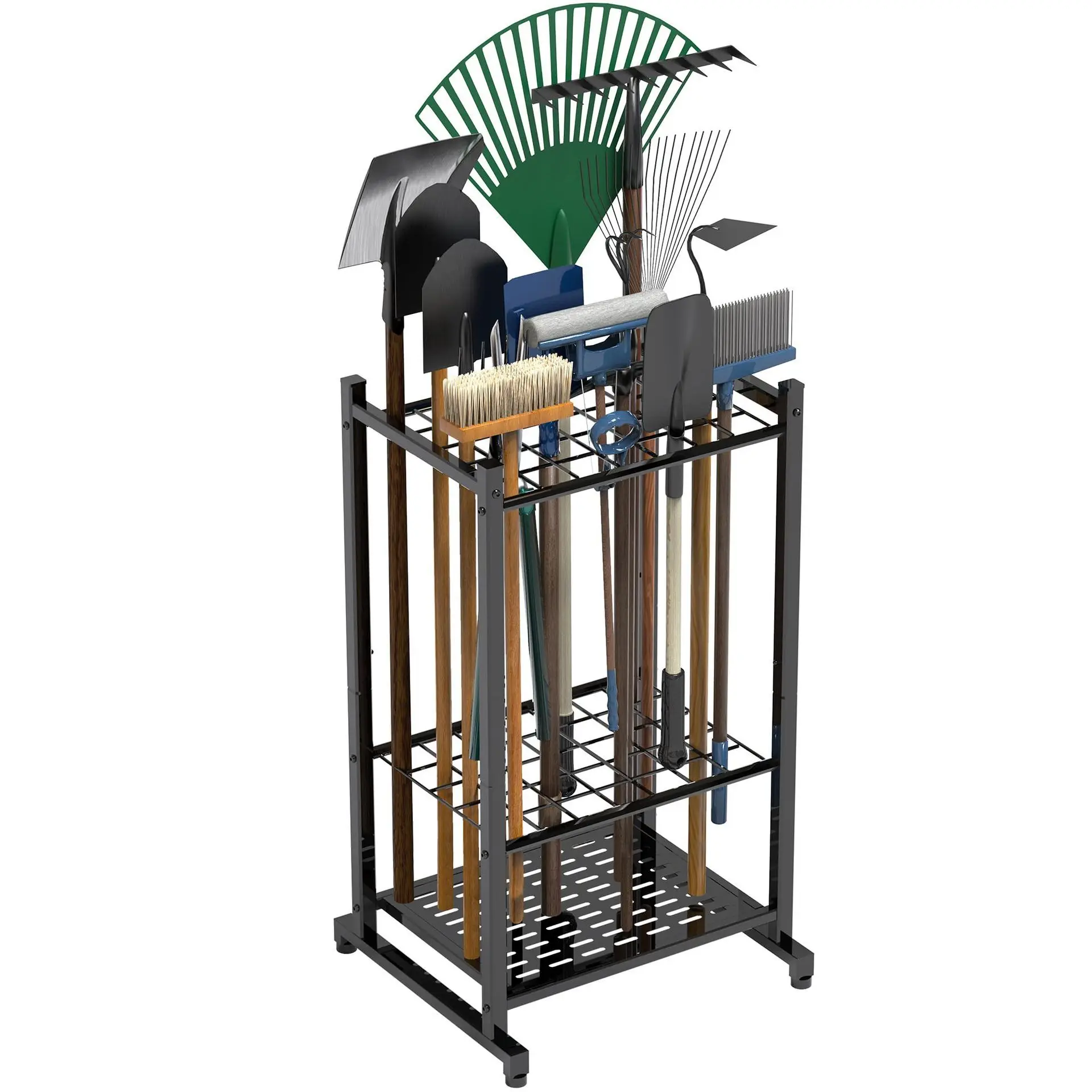

Tool Storage Rack Courtyard Cleaning Tool Storage Rack Three-layer Iron Adjustable Storage Rack Gardening Supplies