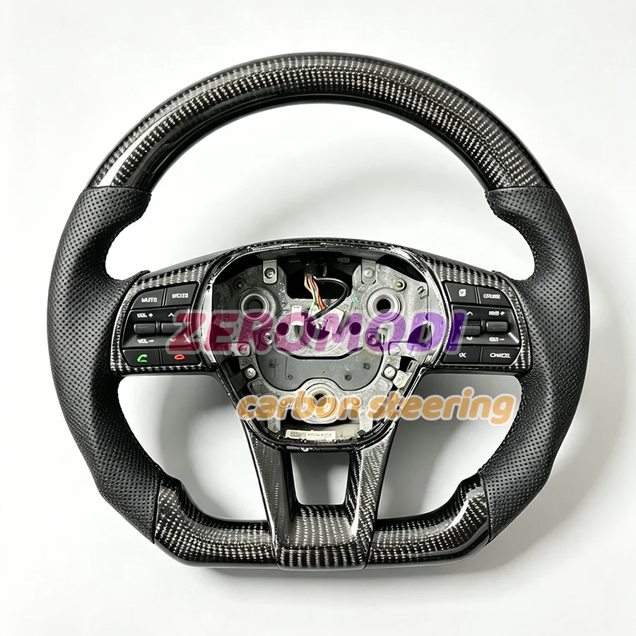 Volant de remplacement en cuir perforé et fibre de carbone véritable sur mesure pour Hyundai Sonata 2018