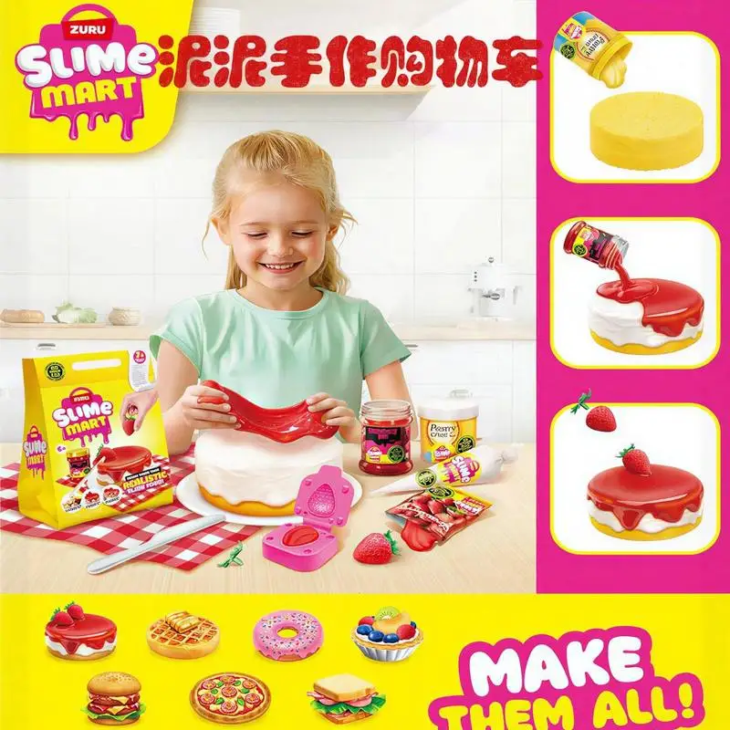 Zuru Slime Mart Handmade Shopping Cart Blind Box Making Slime Diy Food Pizza Burger Bake A Cake Play Toy Birthday Gifts view 6