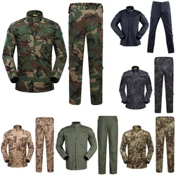 Conjunto de uniformes de camuflaje transpirable para hombre, traje negro Multicam, camisa de combate, uniforme táctico de carga, conjunto de caza