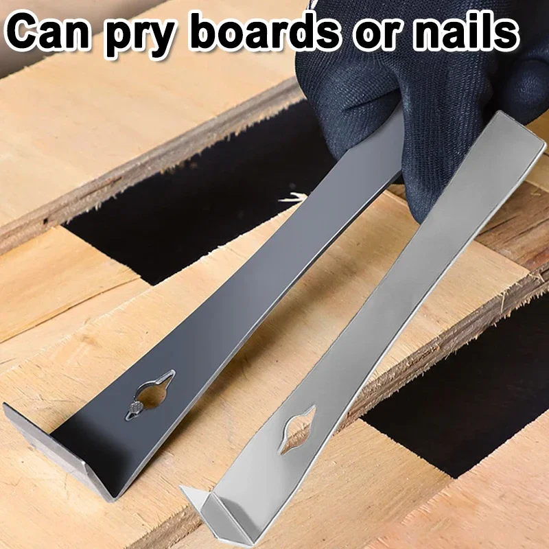 Multifuncional Crowbar em Carpintaria Cabeça Plana Pry Bar Board Nails Lift Baseboard Gap Extrator Aço Inoxidável
