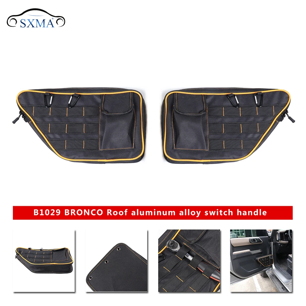 

SXMA B1029 Front Door Storage Bag Bottle Drink Phone Tissue Gadget Tool Organizer for Ford Bronco 2020++