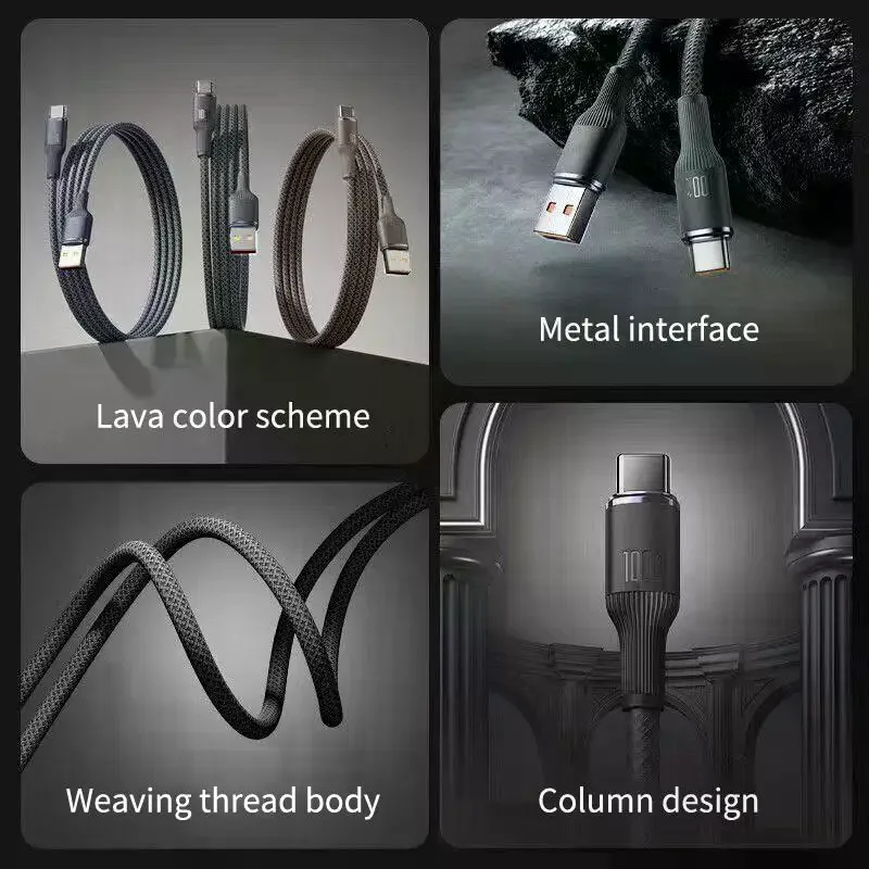 USB To Type C Cable Date Sync Line Fast Charging For Huawei Android Phone Braided Charger Cable