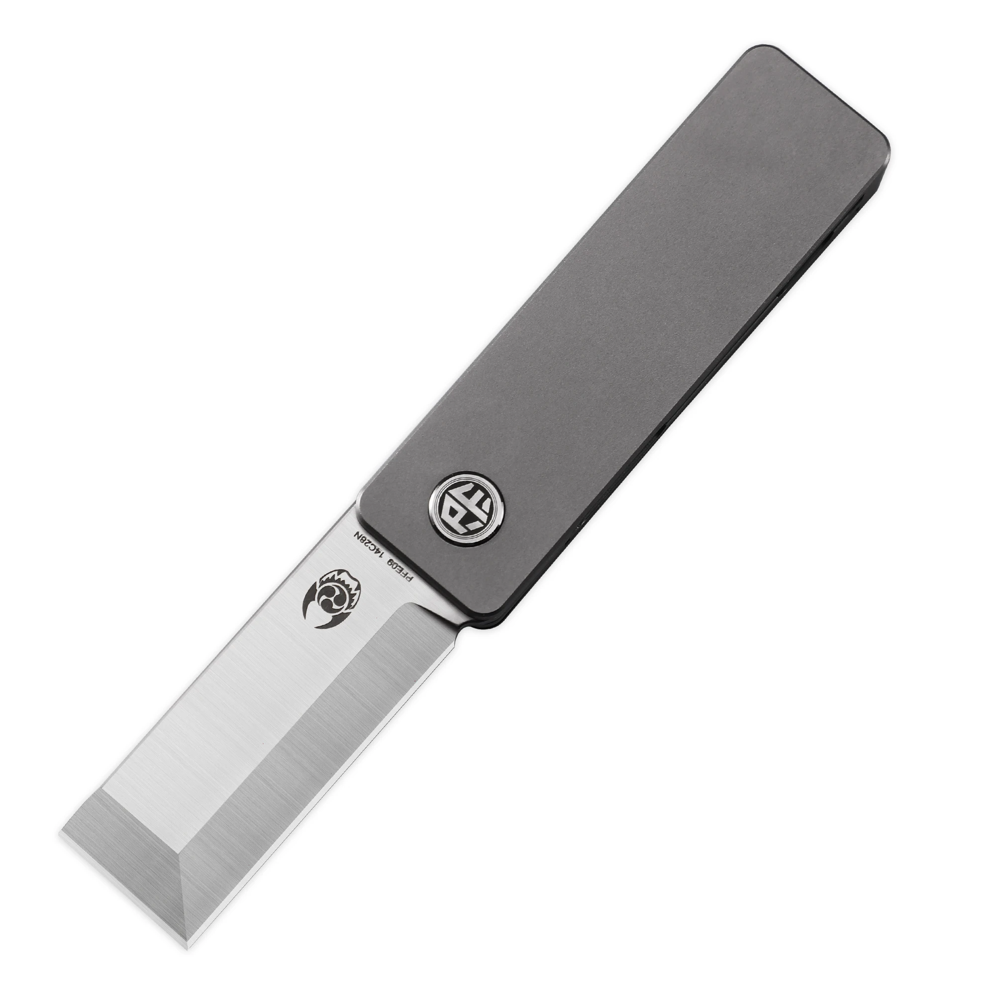 Imagem -03 - Petrificado Fish-pfe09 Mini Bolso Facas Dobráveis Edc Jackknife 14c28n Lâmina Titanium Handle Sobrevivência ao ar Livre Camping Ferramentas Manuais