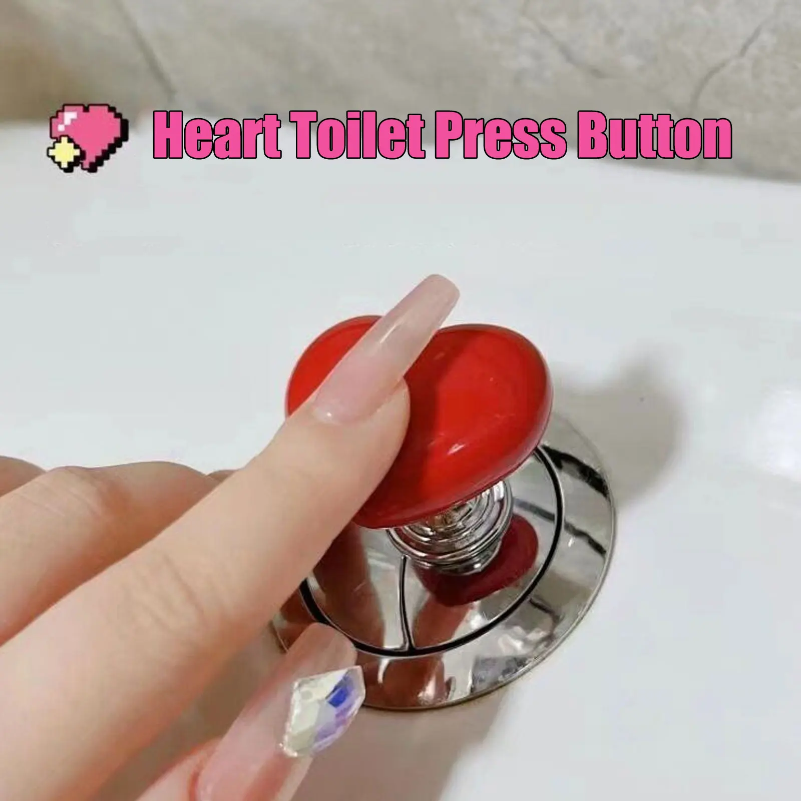 

Creative Heart-shaped Toilet Tank Auxiliary Button Protection Nail Assist Device Room Decor Water Press Tool Bathroom Accessorie