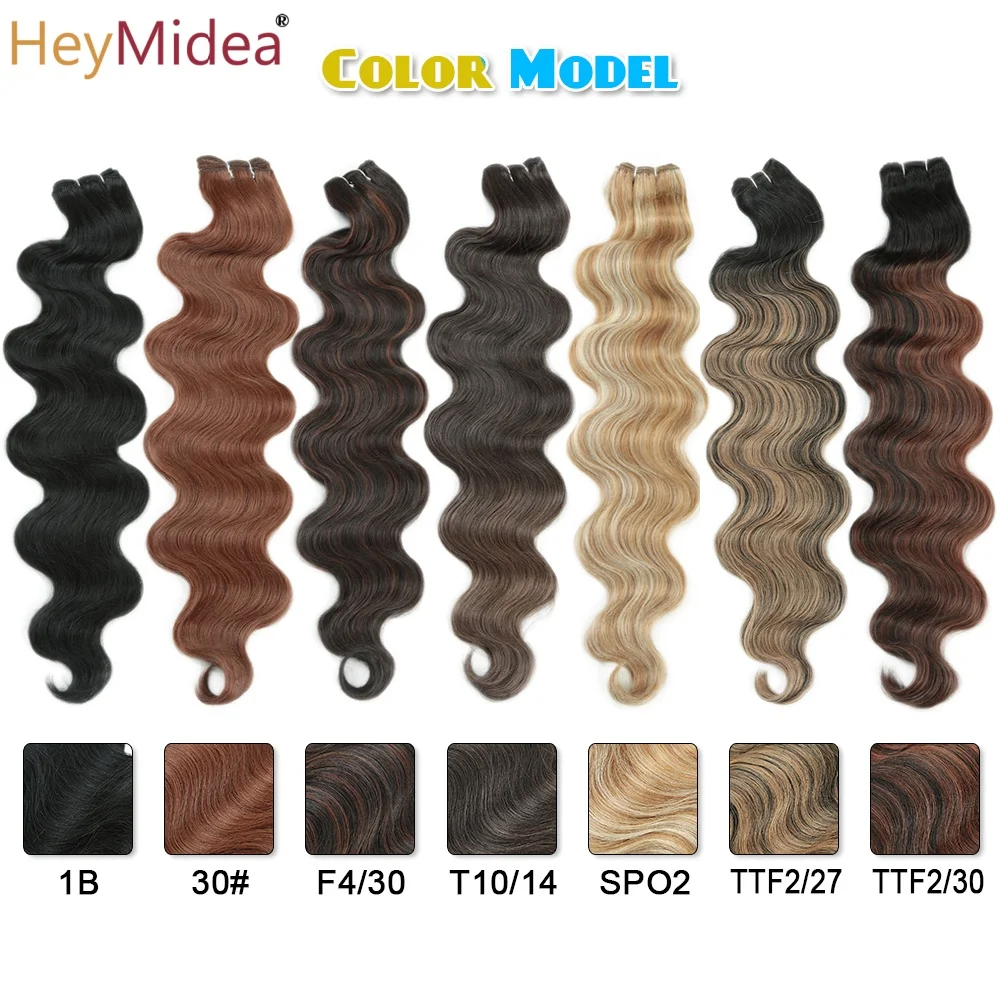 24"Body Wave Hair Bundles Weft Hair Piano Ombre Blonde Natural Synthetic Hair Extensions Thick Ponytail Loose Deep Hair Weaving view 2