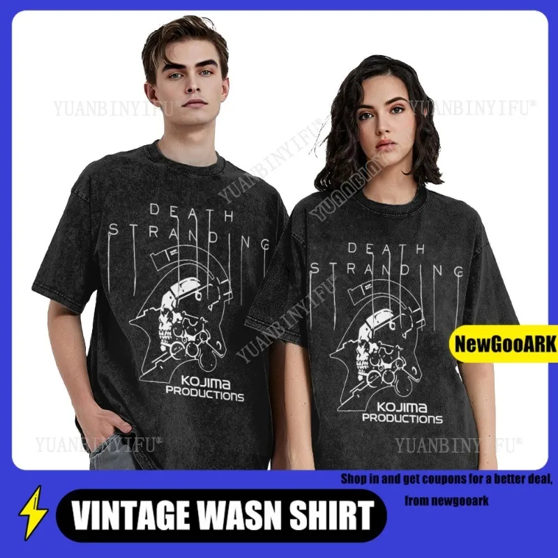تي شيرت Death Stranding Kojima Game تي شيرت كلاسيكي للرجال والنساء من القطن لتنظيف المياه تي شيرت ملابس