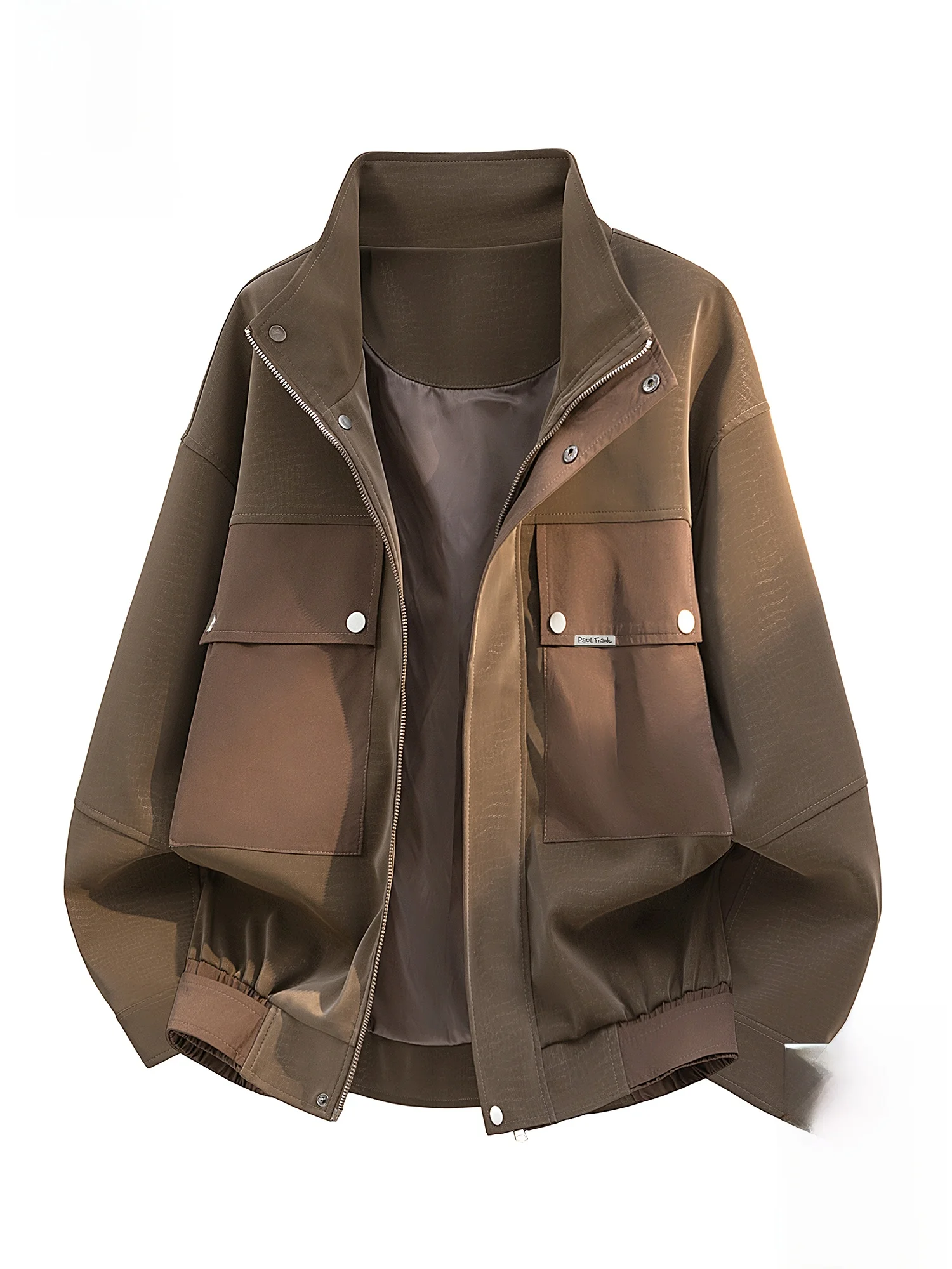 

Loose Fit Casual Monkey Stand Collar Jaet Men's Spring New Sle Trendy Brand Simple Outdoor Zipper Decorated Coat