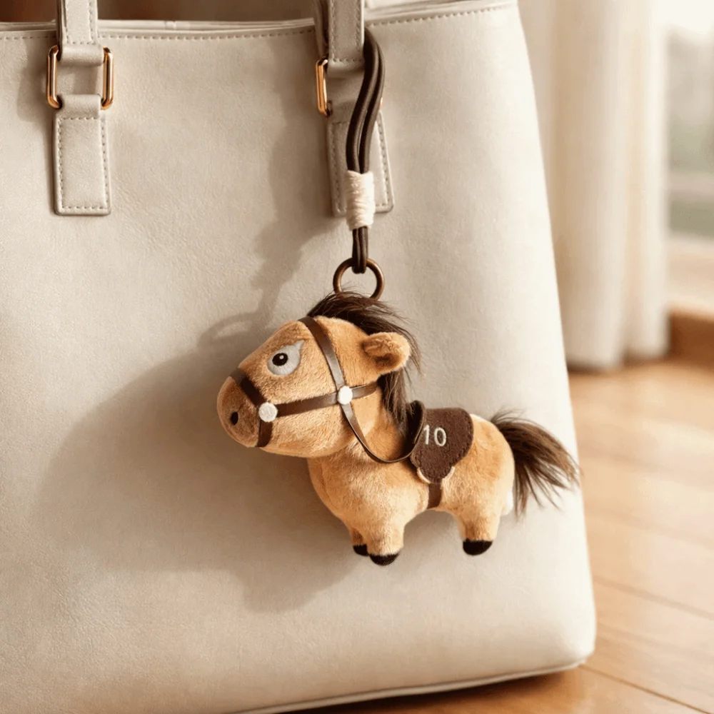 Mascot Pony Bag Pendant Chinese Style Fluffy Stuffed Animal Keyring Good Luck 2026 Year of the Horse Horse Keychain