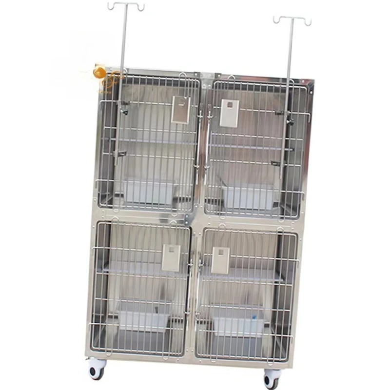 

Stainless Steel Pet Cage for Veterinary Hospital Clinic Use: Medical-Grade Animal Enclosure for Pet Supplies