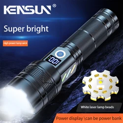 Ultra Strong Light Torch Long-range Powerful LED Flashlight USB Rechargeable Outdoor Camping Lamp Zoom Lantern Power Display