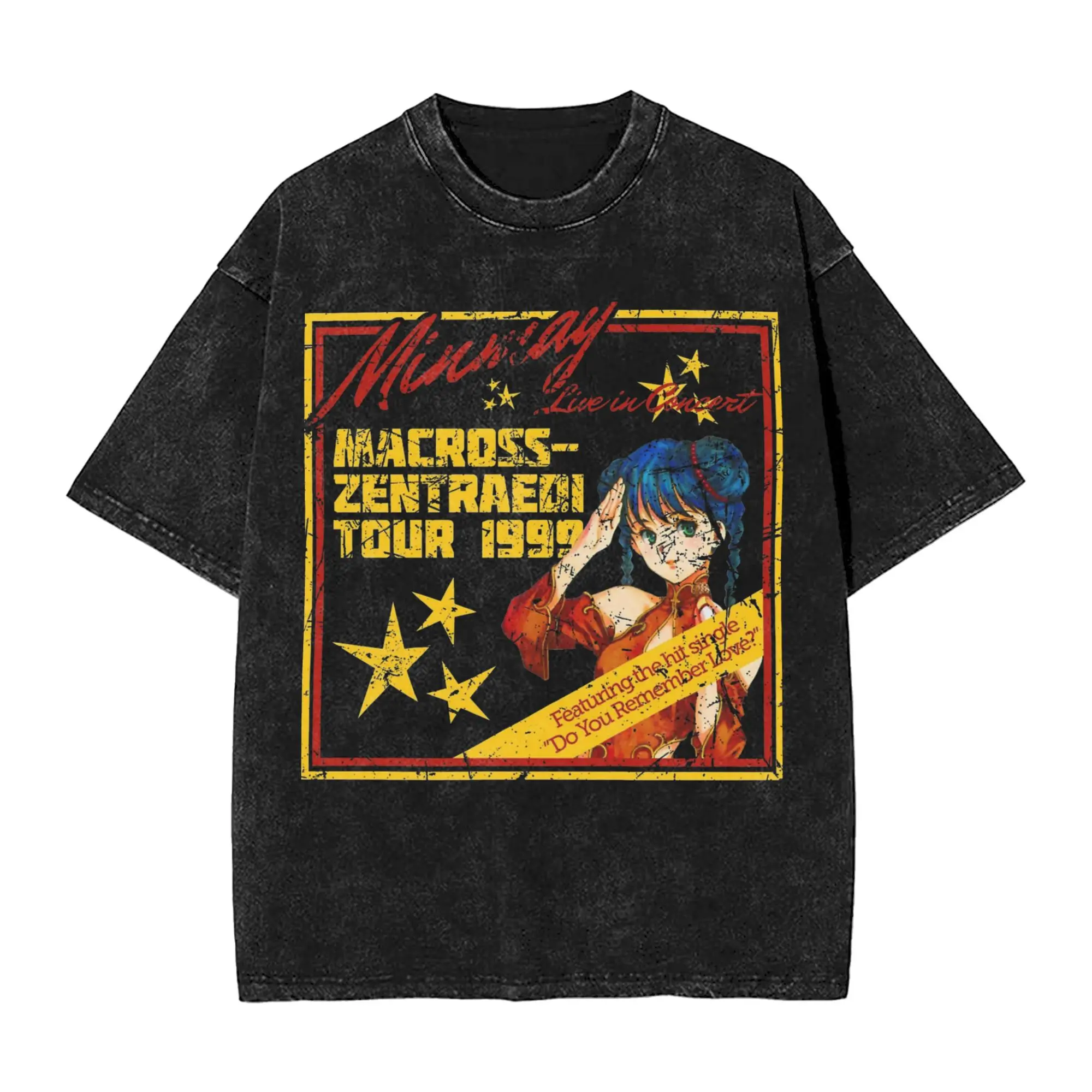 

Macross Minmay on Tour, мытые футболки, уличная одежда, футболки в стиле хип-хоп, футболка для мужчин и женщин, хлопковые футболки большого размера с графическим принтом