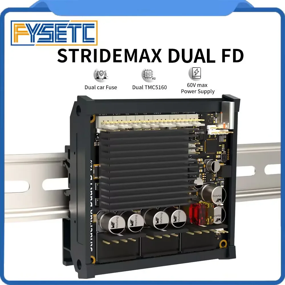 

FYSETC StrideMax Dual FD Motherboard Dual Tmc5160 and Car Fuse 60V Max Boards Support Klipper & RRF for Voron VZ 3D Printers