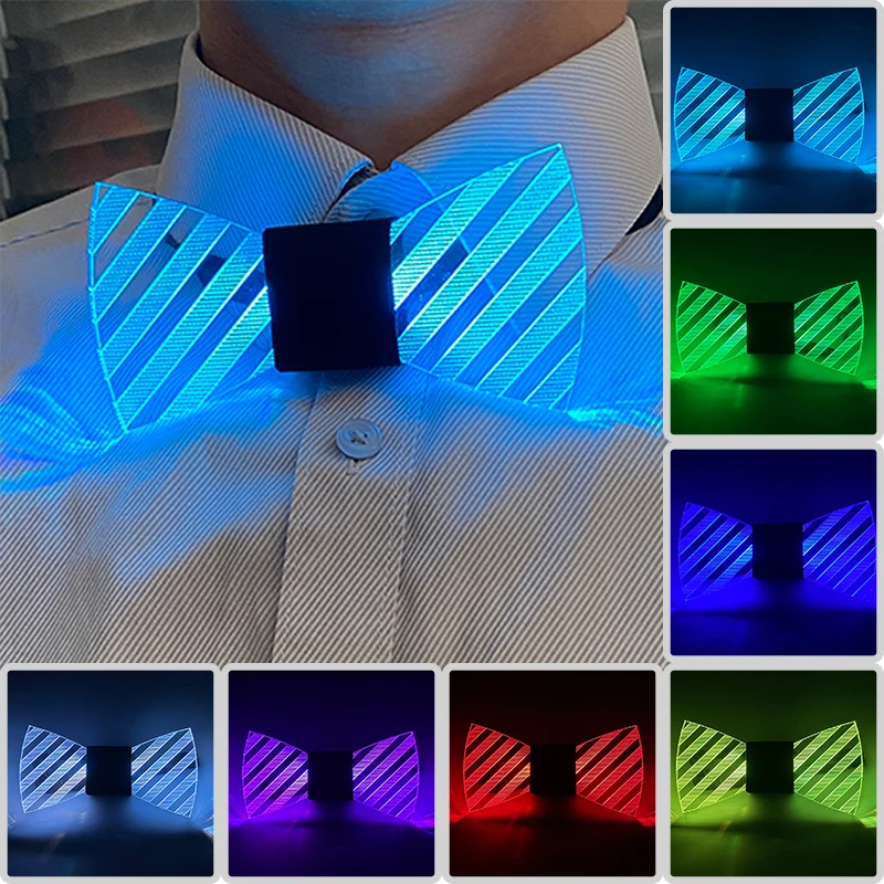 Valentine Day Neon Light Up Bowtie LED Glowing Men Tie Christmas Bow Tie Bachelor Party Props Luminous Bowtie Masquerade Costume