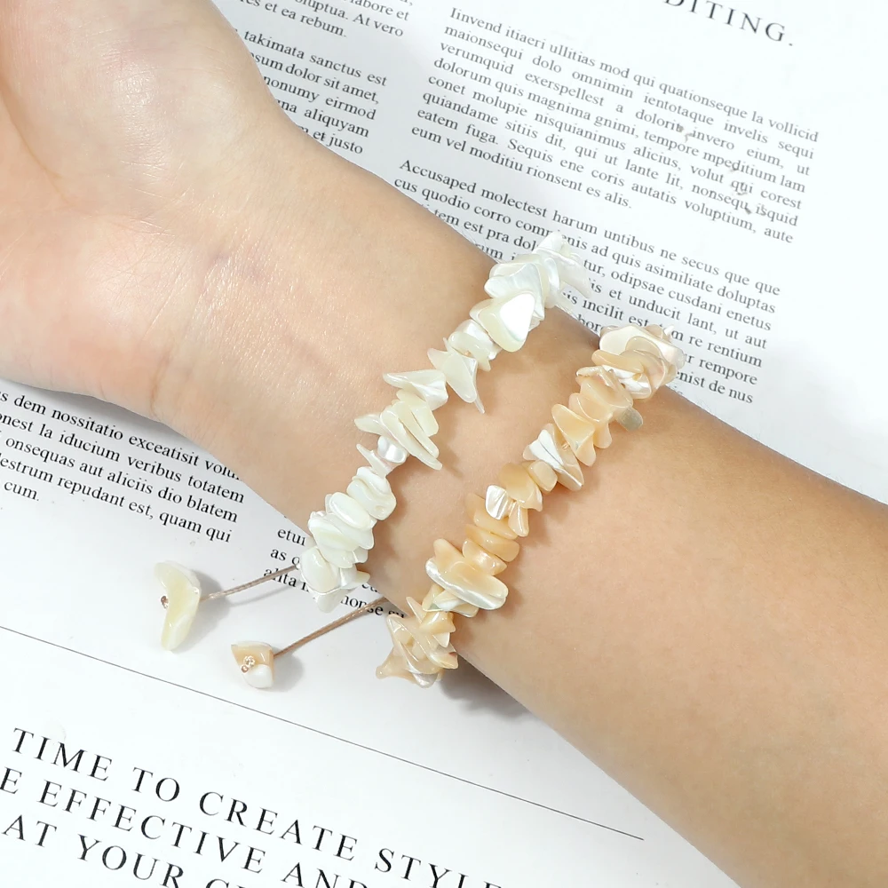 Bohemian White Chips Shell Bracelet Irregular Gravel Chip Seashell Bead Braided Bracelets Fashion Summer Beach Jewelry for Women - view 5