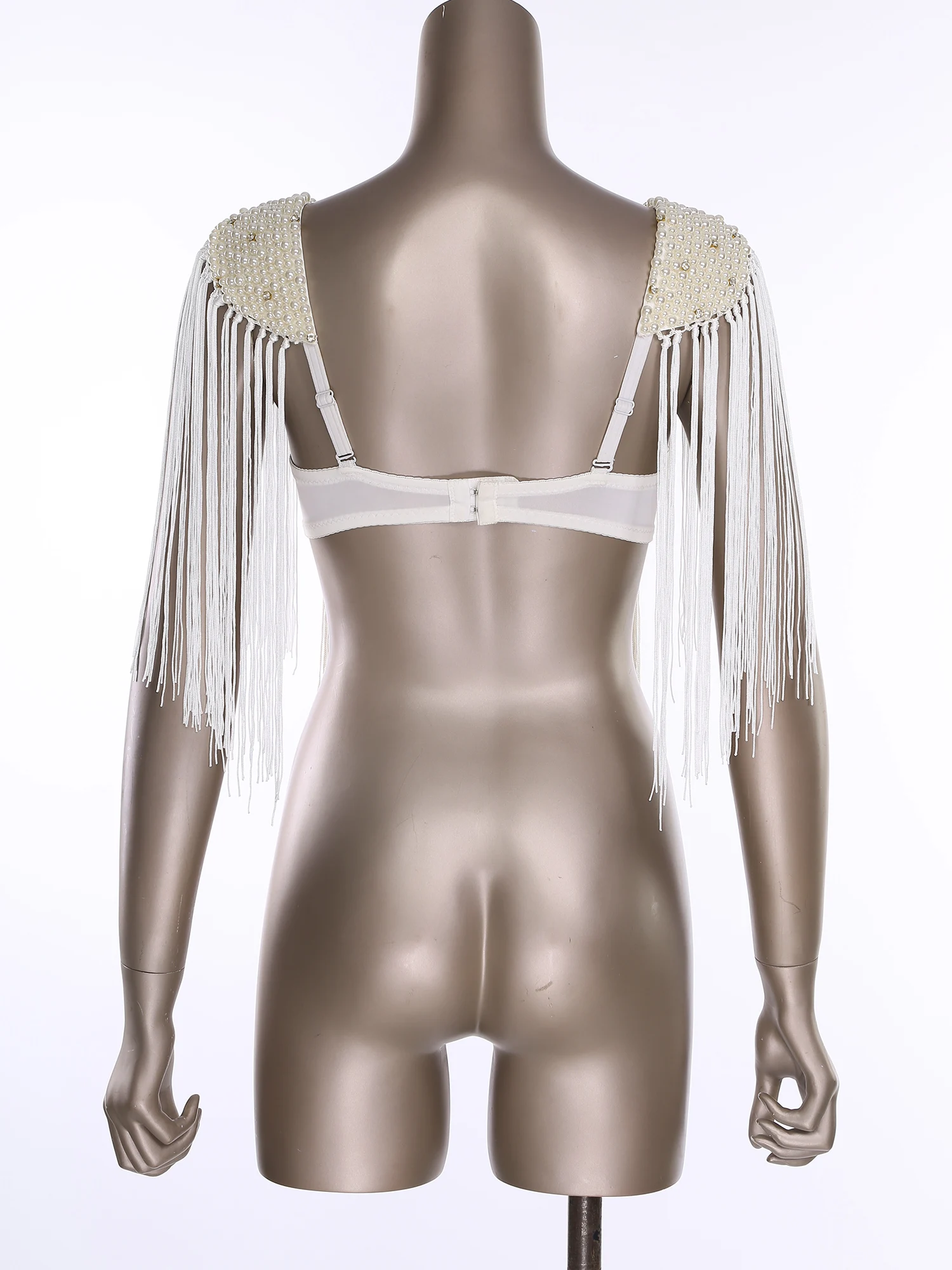 حمالة صدر نسائية للرقص الشرقي هامشية من الخرز البلاستيكي بالكامل حمالة صدر رافعة للصدر مع لوحات كتف لحفلات الرقص الهندي اللاتيني