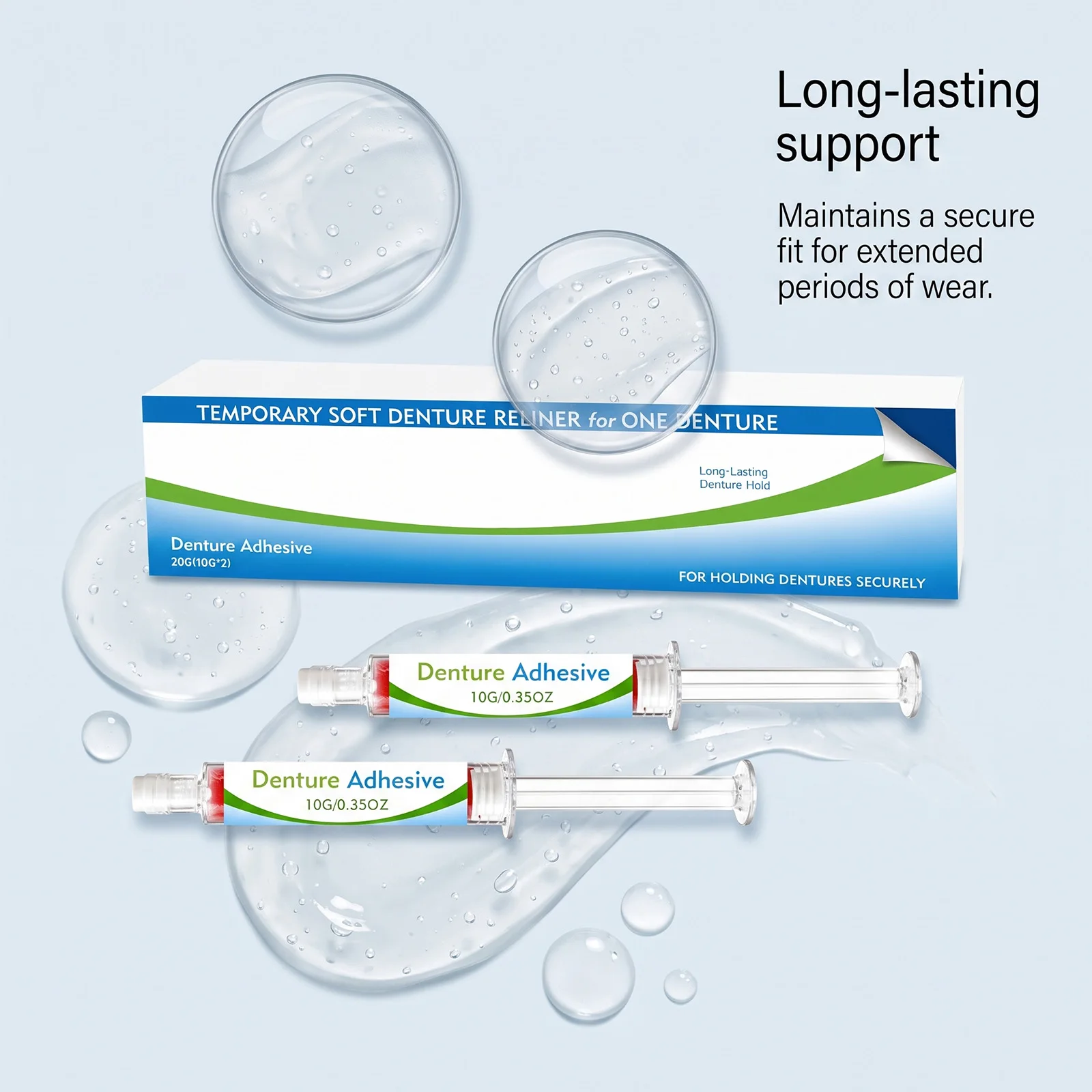 Denture Adhesive Set Natural Comfortable Stable Hold Fitting Denture Care Prevent Sliding Buffer Gum Discomfort Health Care 20g