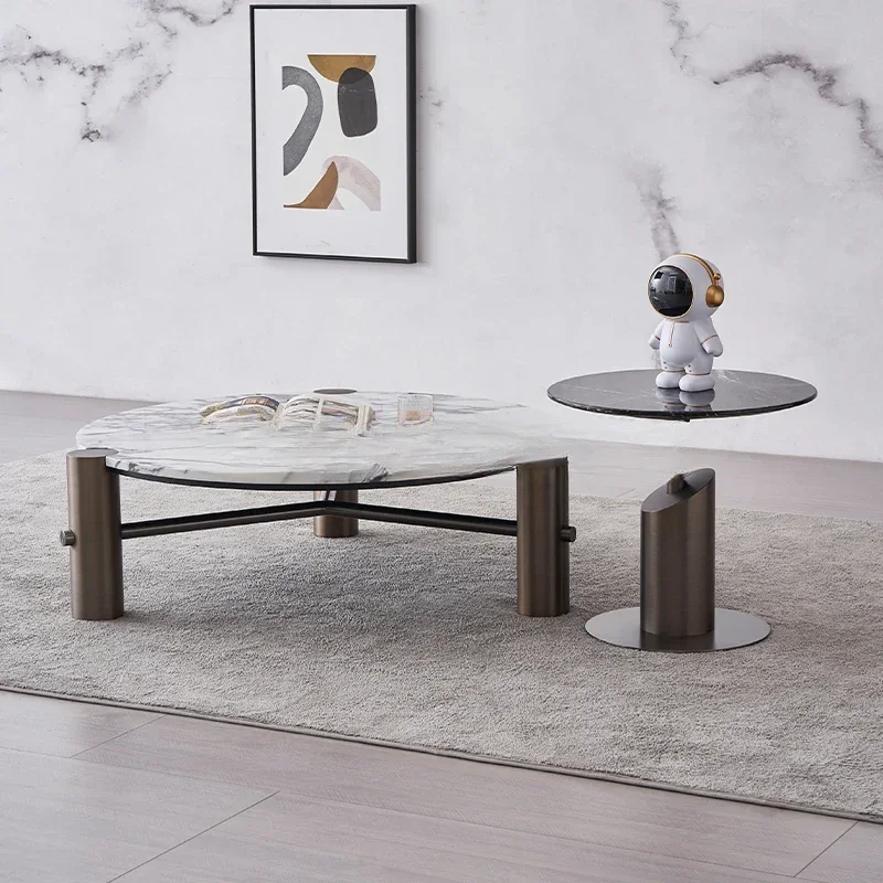 Italian High-End Marble round Tea Table Combination/Light Luxury and Simplicity Modern round Coffee Table