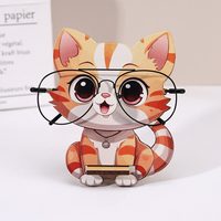 Cute Animal Glasses Frame Cartoon Cat Glasses Frame Glasses Display Frame Sunglasses Frame Hand-carved Home Wooden Decoration 3D