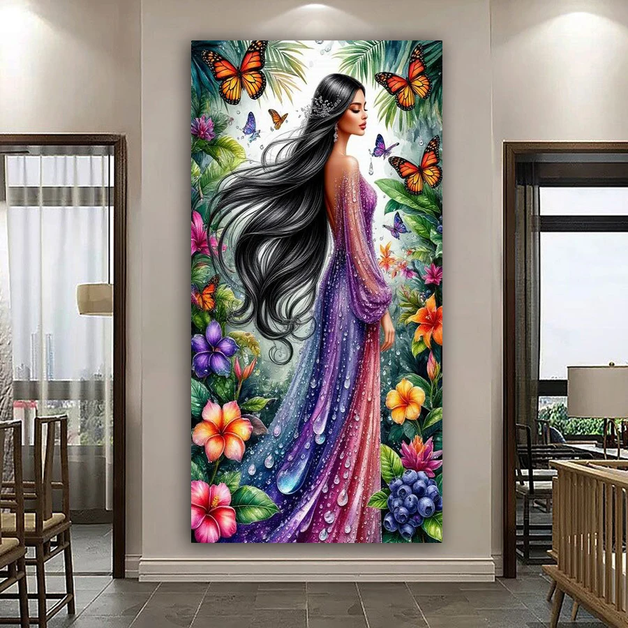 

Fairy Butterfly Diy Diamond Art Painting Kits New Collection Woman Flowers Large Size Full Mosaic Embroidery Picture Wall Decor