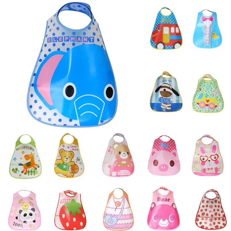 

6pc/Lot Random Color Baby Waterproof Cartoon Saliva Towel Bibs 1-3 years