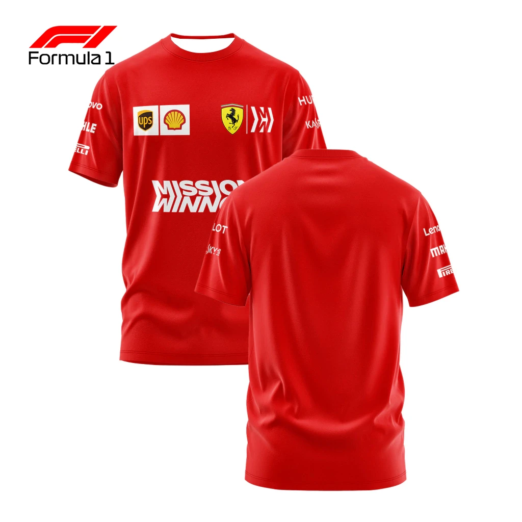 

Mens F1 Ferrari Racing T-shirt Quick Dry Breathable Short Sleeve Top Comfortable Casual Sweat Wicking Daily Sportswear