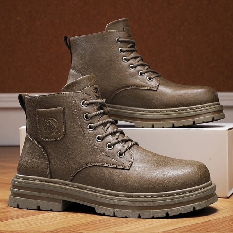 

High-top boots, British-style work motorcycle shoes, versatile casual shoes, trendy outdoor shoes, 0256