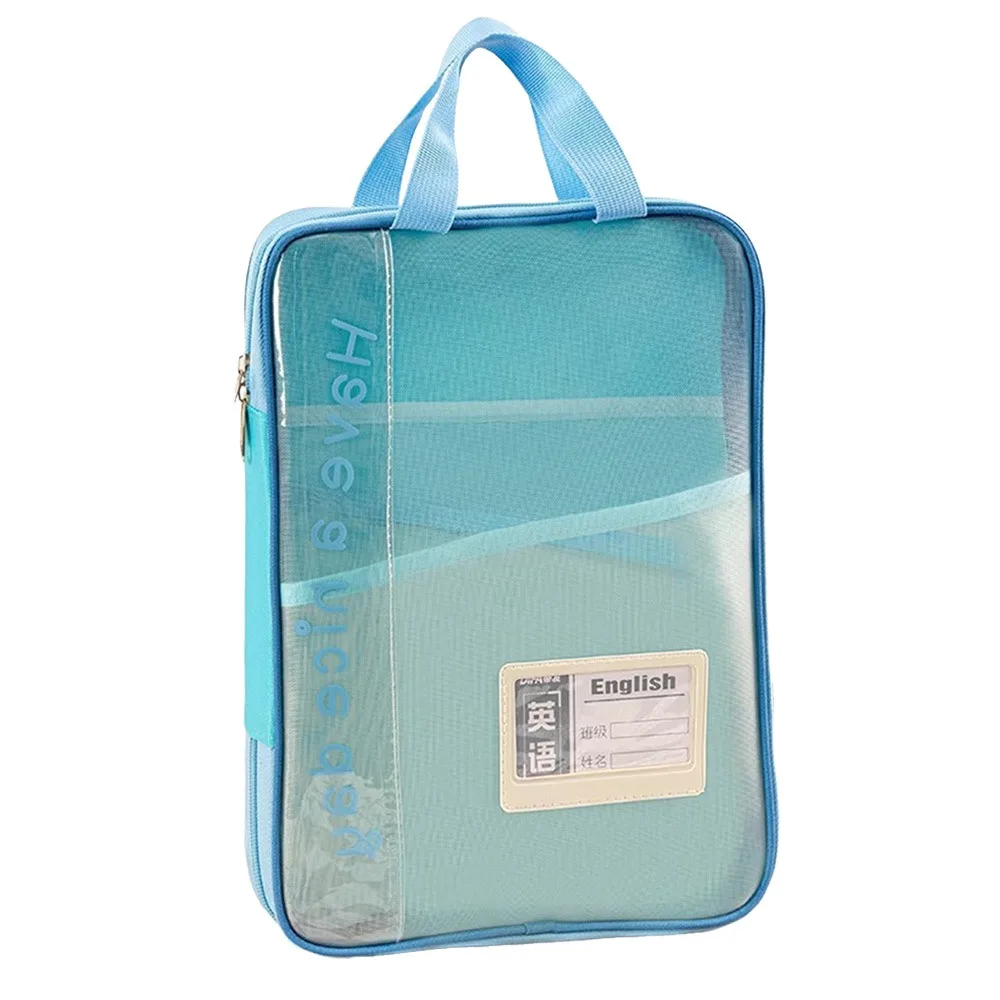 

Portable Transparent A4 Zipper File Bag L-shaped Large Capacity Mesh Storage Bag File Folder Bags Office School Supplies