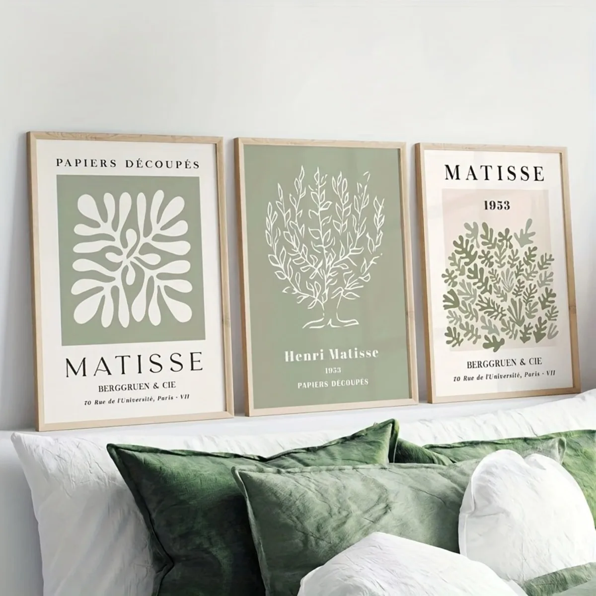 3pcs/set Matisse Green Plant Abstract Canvas Prints Poster Modern Minimalism Botanical Art Prints Bedroom Home Decor Art Poster