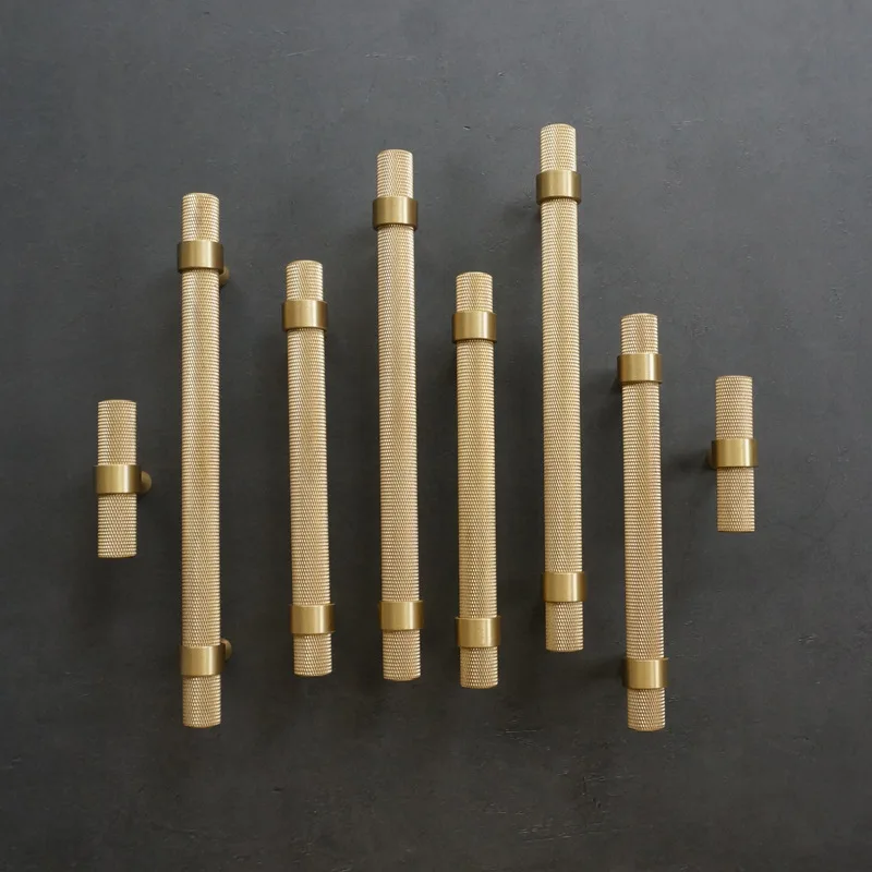 

High-end 8PCS Solid Brass Knurled Furniture Pulls Handles Drawer Knobs Cupboard Wardrobe Closet Dresser Cabinet Door Pulls Knobs