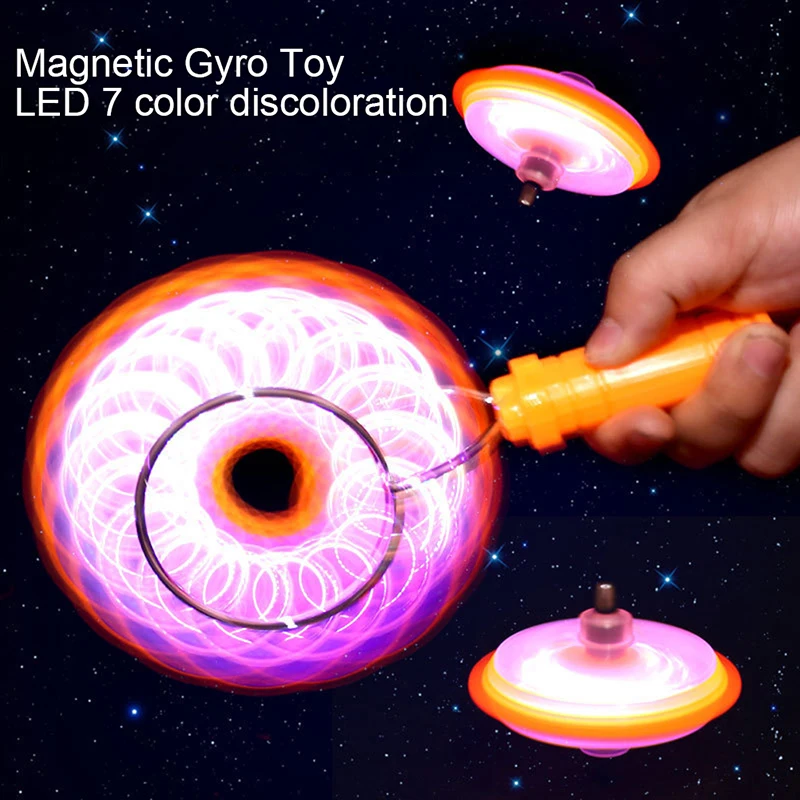 Magnetic Gyro Toy Magic Rail Twirler Flashing Gyro Wheel Portable Light Up Glow Magnetic Gyro Wheel For Kids Classic Vintage