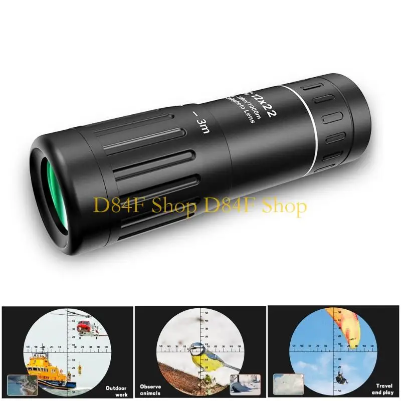 D84F multiple Coated 12x Monocular with Distance Calculation Reticle Small Tool Monocular for Outdoor Exploration