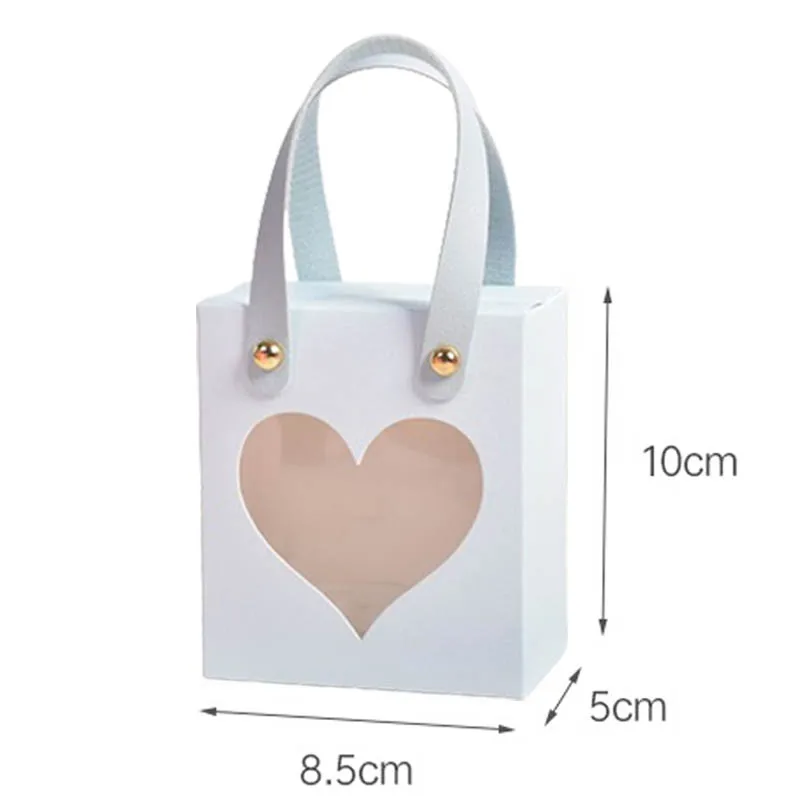 10 pezzi nuovo sacchetto regalo di nozze sacchetti di imballaggio di cioccolato caramelle portatili con finestra a cuore Souvenir di nozze Tote Bags