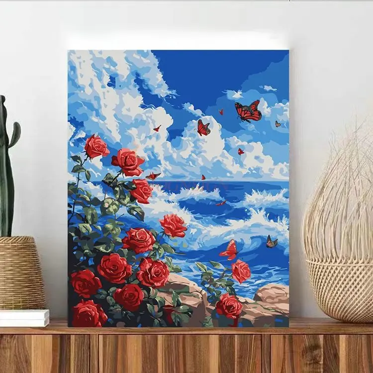 

1set Digital oil painting, landscape healing, ancient style, landscape DIY, manual coloring, healing and decompression