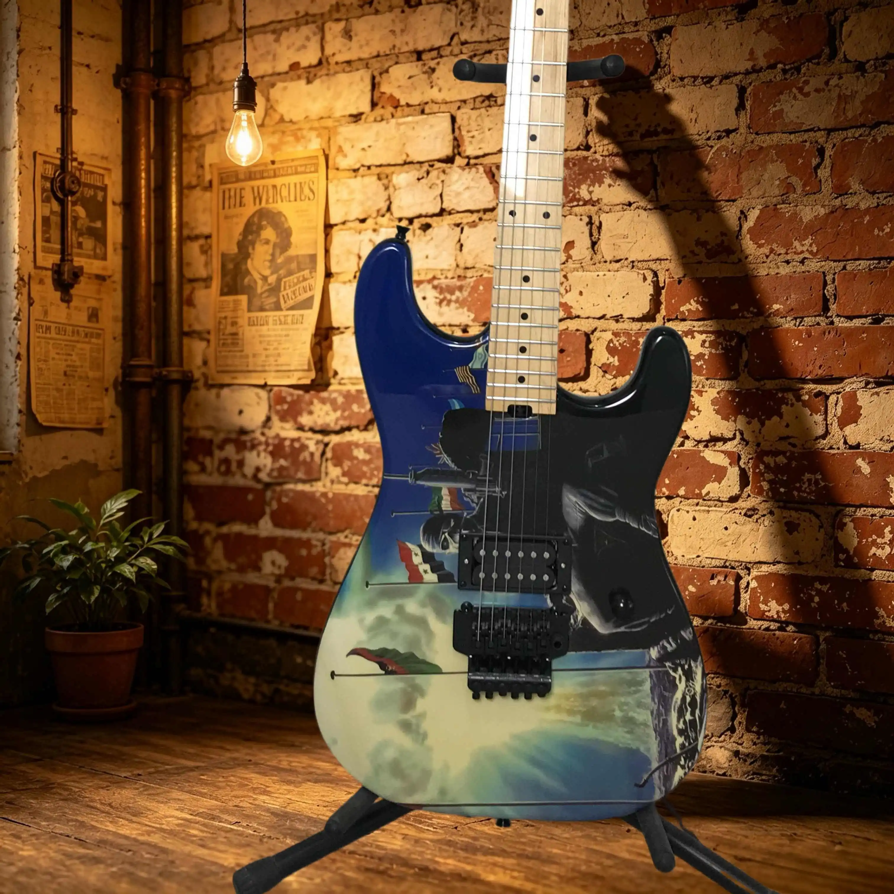 STD Electric Guitar Character Flag Theme Full Personality Maple Guitar Neck Paint Surface Shiny Wear-resistant Free Shipping