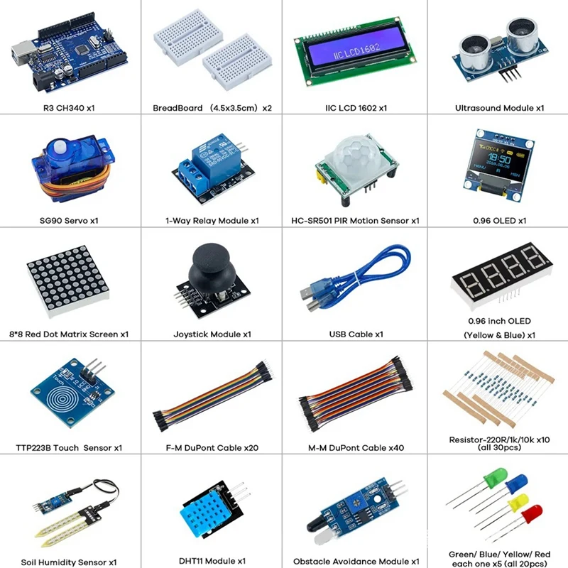 Starter Kit Parts Accessories Fit For LCD1602 OLED0.96 For Arduino R3 Set Improvement Development Board