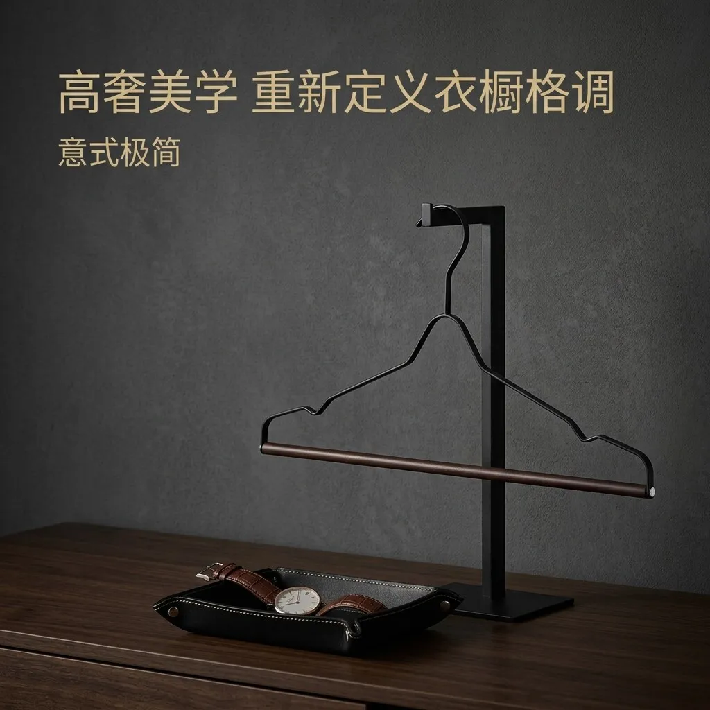 Minimalist High-Grade Light Luxury Beech Hang Clothes Solid Wood Hanger Wooden Cloakroom Bed & Breakfast Wardrobe Dedicated