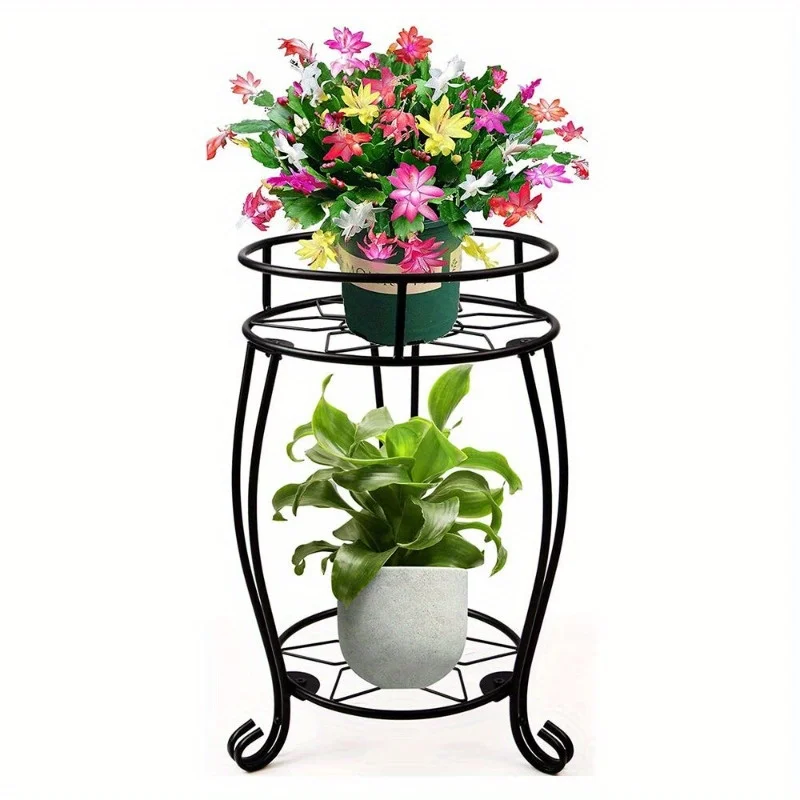 19 inch Plant Stand 2 Tier Metal Potted Holder Rack Flower Pot Shelf Rustproof