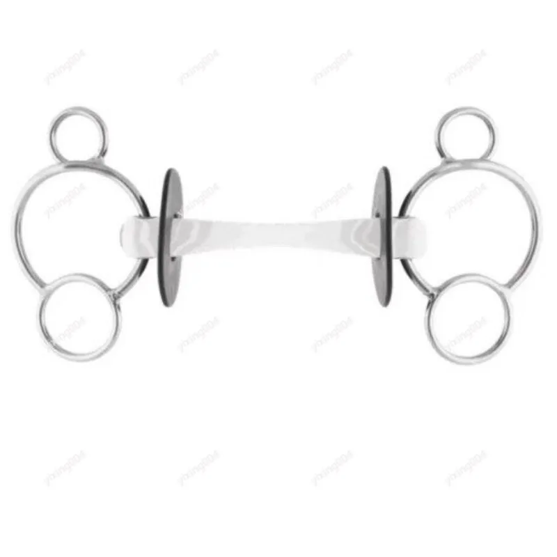 Large Ring Horse Bit Soft Rubber Mouthpiece Equestrian Riding Gear view 2